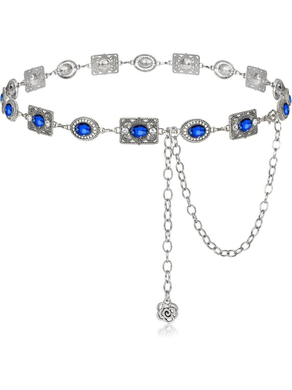 Stylish Western Concho Chain Belt for Women - Cowgirl Metal Gems Waist Accessory